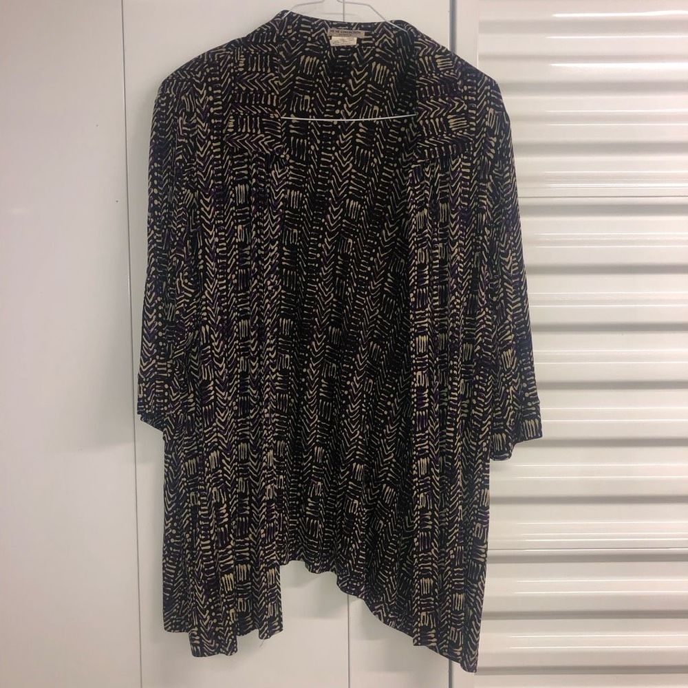 Vicki Vi Ve Ve Collection Purple, Black, and Tan Striped Cardigan Blazer Size 3X